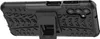 A black phone case with a tire tread pattern and a kickstand is shown from a side angle. Produktbild-Vorschau