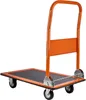 An orange and silver folding platform trolley with a black textured surface on a white background. Podgląd zdjęcia produktu