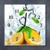 Glasuhr Wanduhr Küchenuhr Echt-Glas 30x30 cm Zitrone gelb Produktbild-Vorschau 2