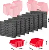 A collage of storage bins and panels, with dimensions indicated. Produktbild-Vorschau