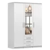 A white wardrobe with mirrored doors and drawers. Voir les images du produit