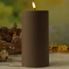 LED Stumpenkerze MIA - Kunststoff - realistische 3D Flamme - H: 20cm - D: 10cm - für Außen - mokka Produktbild-Vorschau