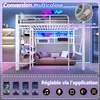 Hochbett 140x200 cm aus Metall & MDF mit LED-Beleuchtung Produktbild-Vorschau 2
