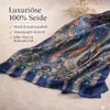 Seidenschal Damen 100% Seide Blau Paisley Schal groß Produktbild-Vorschau 10
