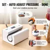 A sublimation heat press machine for mugs and tumblers, with accompanying instructional graphics and text. Produktbild-Vorschau