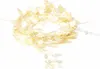 A string of LED lights with silver metal leaf decorations on a white background. Produktbild-Vorschau