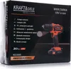 The image shows the packaging of a Kraft&Dele 18V Li-ion cordless drill. Anteprima dell’immagine prodotto