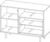 A line drawing illustration of a cabinet with shelves and dimensions labeled. Produktbild-Vorschau