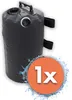 A black water weight bag for a tent or gazebo, with an orange circle overlay showing '1x' and water splashes. Produktbild-Vorschau