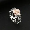 Vintage-Fingerring für Damen, zweifarbig, Blumenband, Produktbild-Vorschau 7