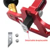 Close-up view of a woodworking tool, specifically a rebate plane, with its blade and adjustment mechanism visible. Spare blades and screws are also shown. Produktbild-Vorschau