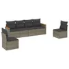 6-tlg. Garten-Sofagarnitur mit Kissen Grau Poly Rattan Produktbild-Vorschau 1