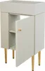 A white cabinet with a sink on top and gold legs. Podgląd zdjęcia produktu