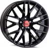 A black alloy wheel with a red center cap is shown against a white background. Anteprima dell’immagine prodotto