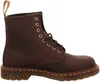 A studio shot of a single brown Dr. Martens boot. Voir les images du produit