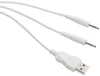 A white stereo gaming headset cable with a USB connector and two 3.5mm audio jacks. Anteprima dell’immagine prodotto