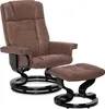 A brown recliner chair and ottoman set on a white background. Voir les images du produit