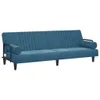 Schlafsofa mit Armlehnen Blau Samt Produktbild-Vorschau 1