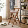 Klappbar Trittleiter 3 Stufen,Holz Tritthocker mit Produktbild-Vorschau 1