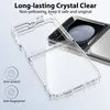 A clear phone case is shown on a light gray and white gradient background, with text describing its features. Anteprima dell’immagine prodotto