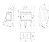 Technical drawing with dimensions of a fireplace insert. Podgląd zdjęcia produktu