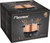 The image shows the retail packaging of a Bestron copper fondue set. The box displays an image of the fondue set, the brand logo, and product information. Podgląd zdjęcia produktu