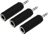 Three black audio adapters are arranged diagonally on a white background. Produktbild-Vorschau