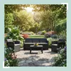 Relaxdays Gartenmöbel Set, 4-teilige Rattan Sitzgruppe, 5 Produktbild-Vorschau 2