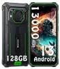 A rugged smartphone is shown with its screen displaying marketing information. Produktbild-Vorschau