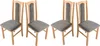 Four wooden dining chairs with gray upholstered seats and backs are arranged against a white background. Voir les images du produit