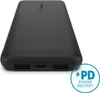 A black Belkin power bank is shown from a slightly elevated angle, with its ports visible at the bottom. A circular graphic indicating 'PD POWER DELIVERY' is in the lower right corner. Anteprima dell’immagine prodotto
