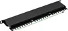 A black network patch panel with 24 ports, mounted in a rack. Produktbild-Vorschau