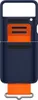 A dark blue phone case with an orange strap is shown against a white background. Produktbild-Vorschau
