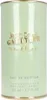A close-up studio shot of a green and gold cylindrical perfume bottle. Voir les images du produit