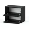 A black cabinet with two open doors, showing two shelves inside. Produktbild-Vorschau