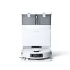 A white robot vacuum cleaner with a charging and cleaning station. Produktbild-Vorschau