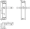 Technical drawings with dimensions of a door handle set. Produktbild-Vorschau