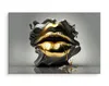 Muralo CANVAS Leinwandbild Goldene Abstrakte MUND Lippen Produktbild-Vorschau 3