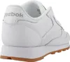 A rear view of a white Reebok Classic Leather sneaker with a gum sole. Produktbild-Vorschau