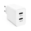 A white USB-C charger with two ports. Produktbild-Vorschau