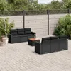vidaXL 7-tlg. Garten-Sofagarnitur mit Kissen Schwarz Poly Produktbild-Vorschau 2