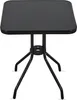 A black square table with a metal base, shown from a front-facing angle against a white background. Produktbild-Vorschau