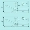 Diagrams showing two different ceiling fan models with dimensions. Náhled obrázku produktu