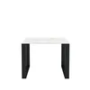 A table with a white marble-like top and black legs, isolated on a white background. Náhled obrázku produktu