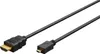 A black HDMI cable with a standard HDMI connector and a micro HDMI connector, lying diagonally on a white background. Anteprima dell’immagine prodotto