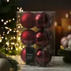 Christbaumkugeln - Weihnachtbaumskugeln - bruchfest - D: 8cm - glänzend/matt  - weinrot - 6er Set Produktbild-Vorschau