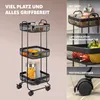 eluno 3-patrový vozík, černý kovový kuchyňský vozík Náhled obrázku produktu 6