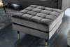 Design Hocker COZY VELVET 80cm grau Samt goldene Füße Produktbild-Vorschau 2