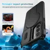 A black phone case is shown with a mountainous, watery background. There are also inset images highlighting features. Produktbild-Vorschau