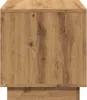 A close-up side view of a wooden cube-shaped table with a textured wood grain. Produktbild-Vorschau